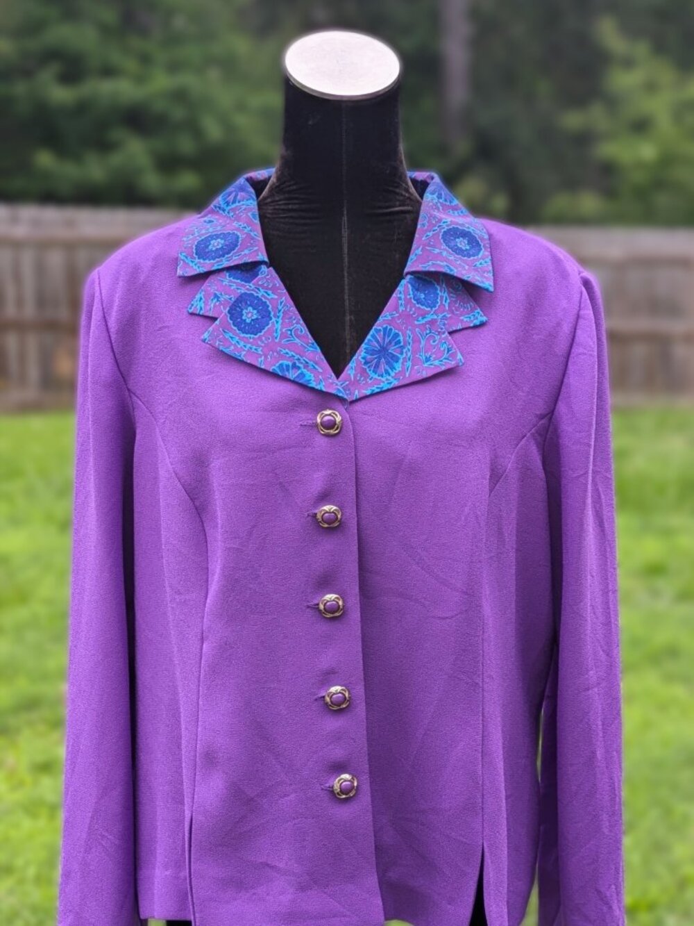 Vintage Purple and Blue Leslie Fay Blazer Sz 18